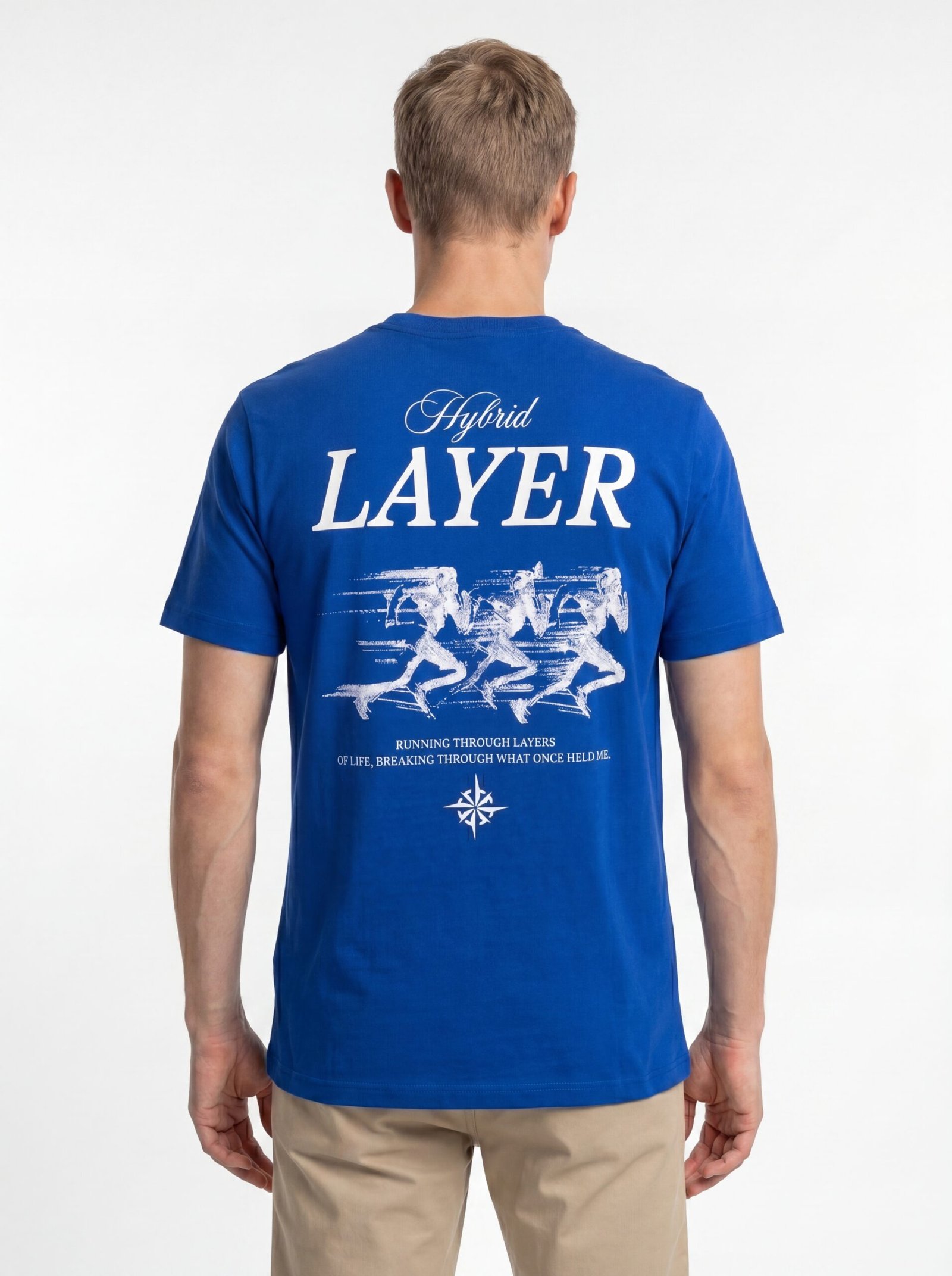 Back view of black SARTOR Martini Glow graphic T-shirt