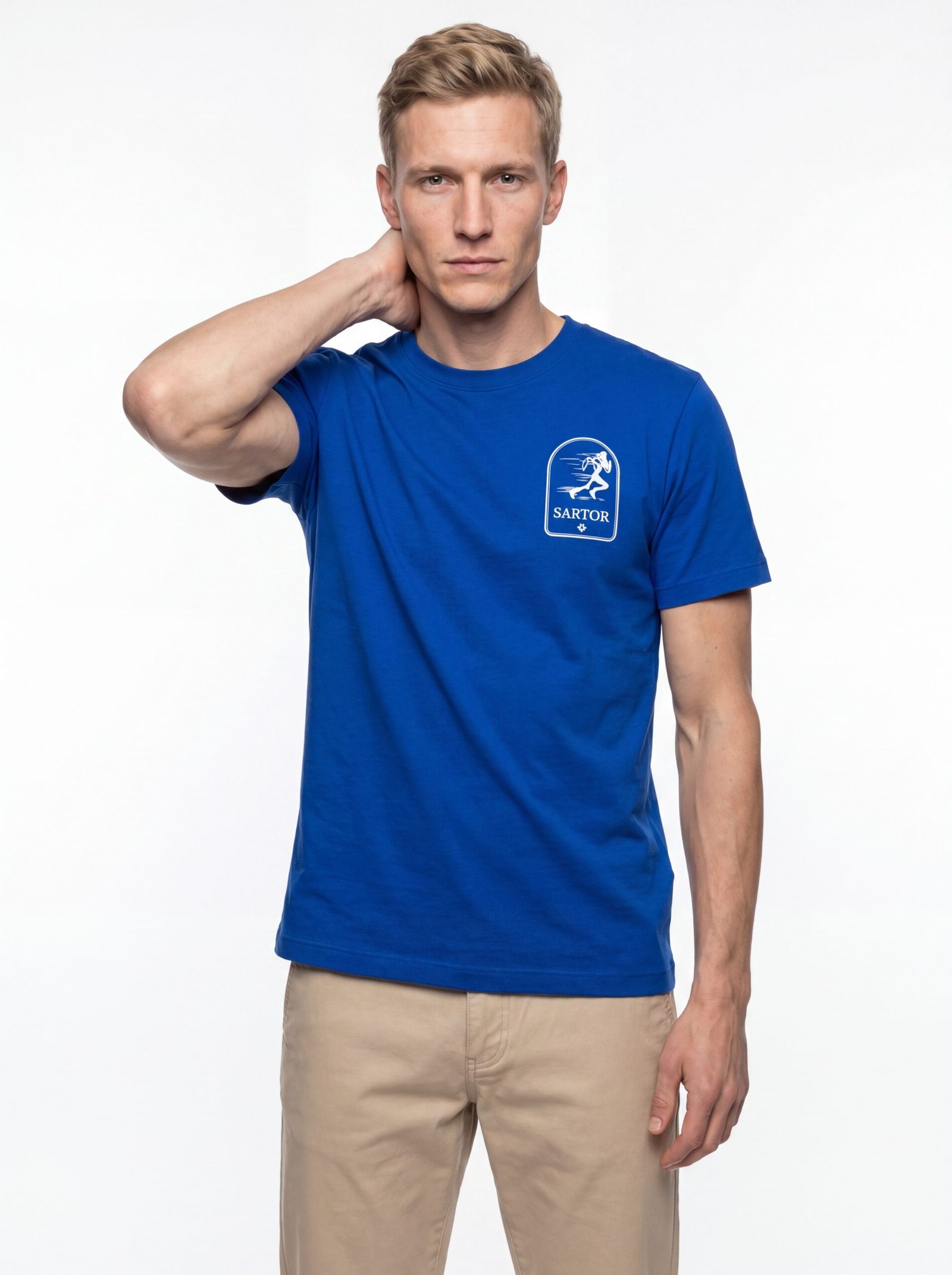Front view of black SARTOR Martini Glow graphic T-shirt