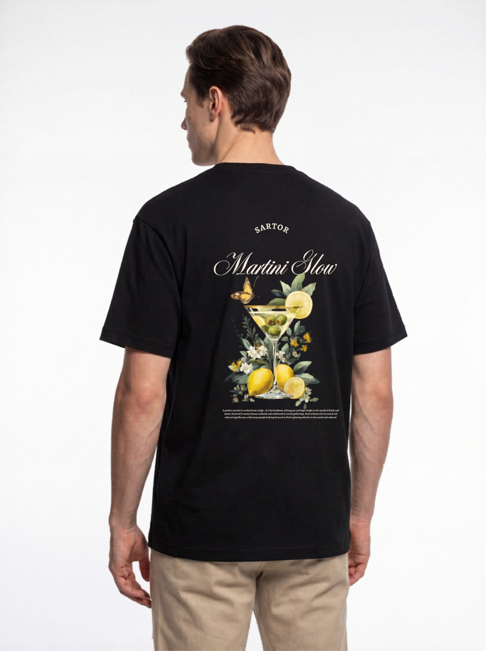 SARTOR Martini Glow black T-shirt back design